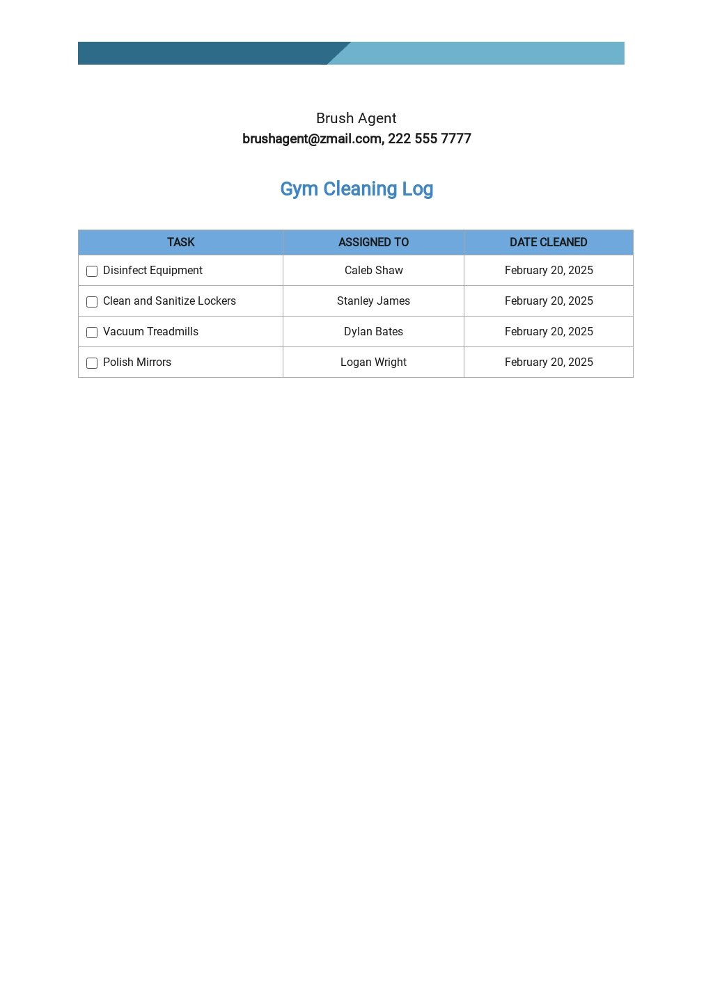 Gym Cleaning Log Template.jpe