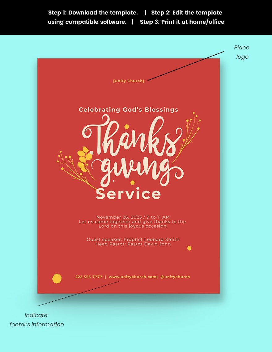 Thanksgiving Service Church Flyer Template