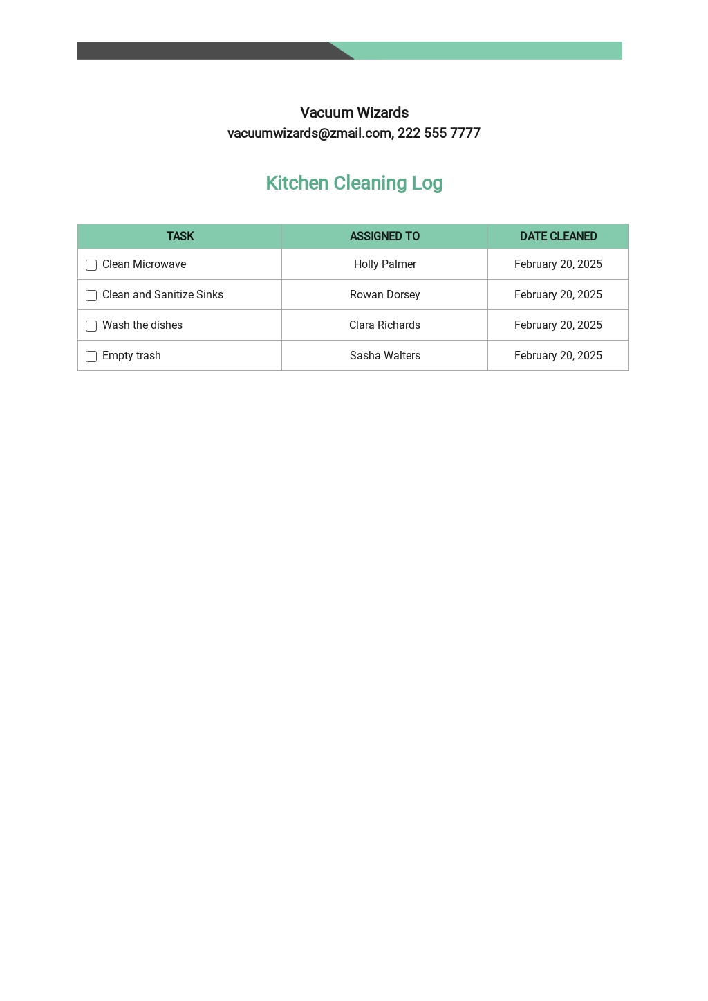 Kitchen Cleaning Log Template.jpe