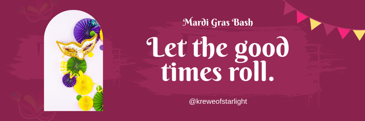 Free Mardi Gras Party X Header Template to Edit Online