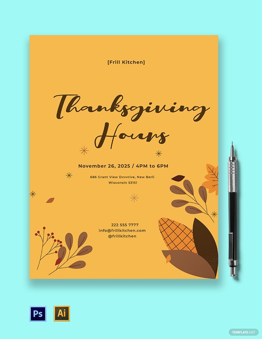 Thanksgiving Hours Flyer Template