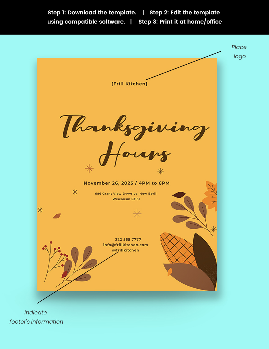 Thanksgiving Hours Flyer Template Snippet