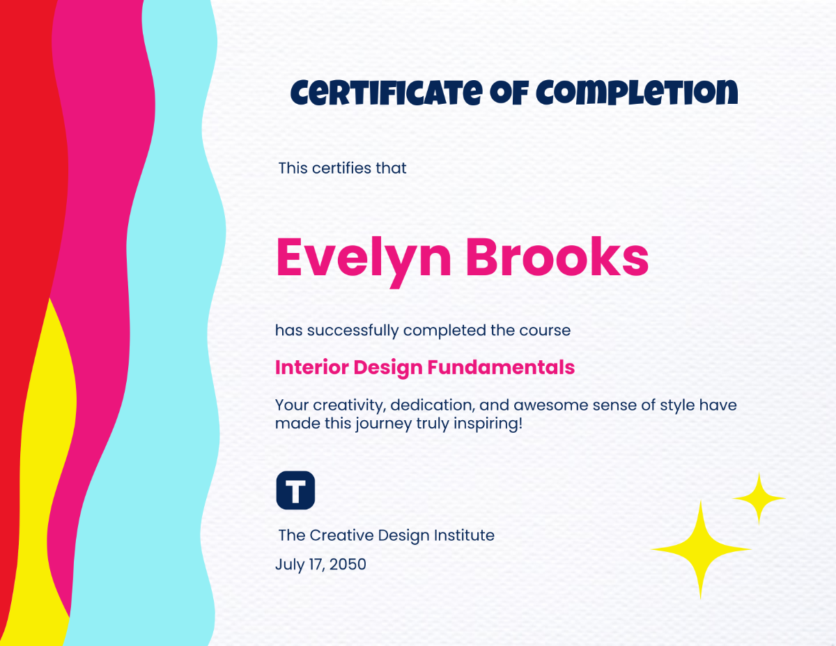 Free Awesome Course Award Certificate Template