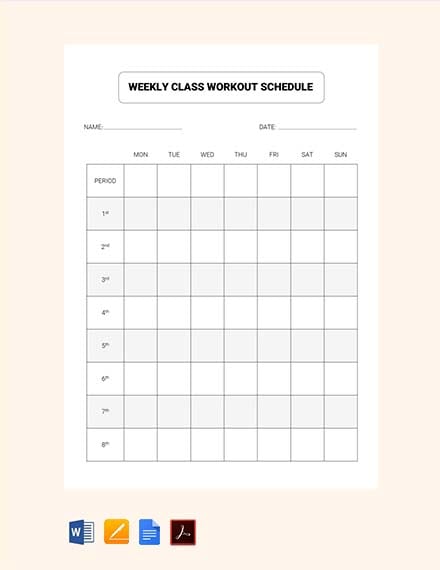 free daily class schedule template