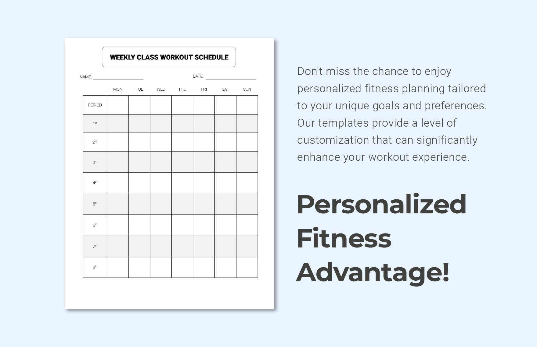 Weekly Class Workout Schedule Template