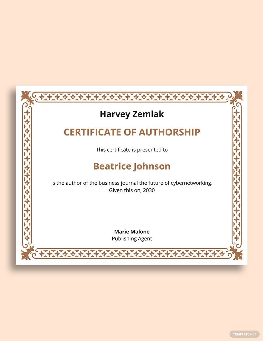 Authorship Certification Request Form Template