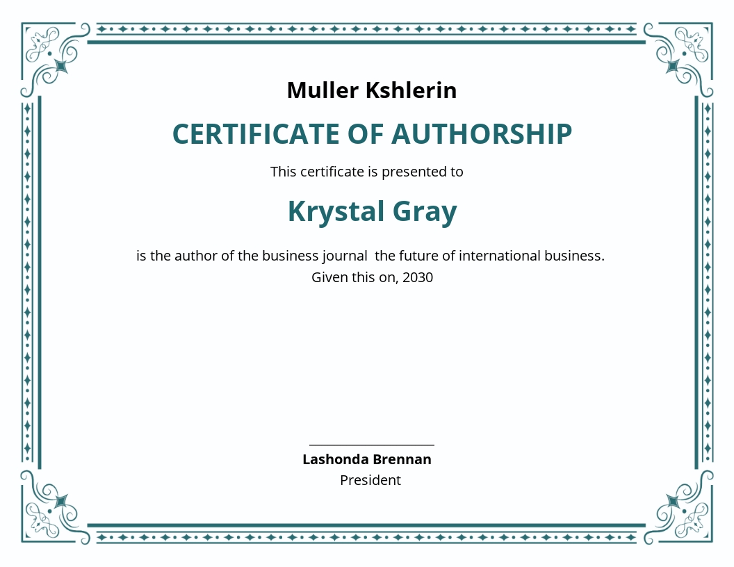 Certificate Of Authorship Template.jpe