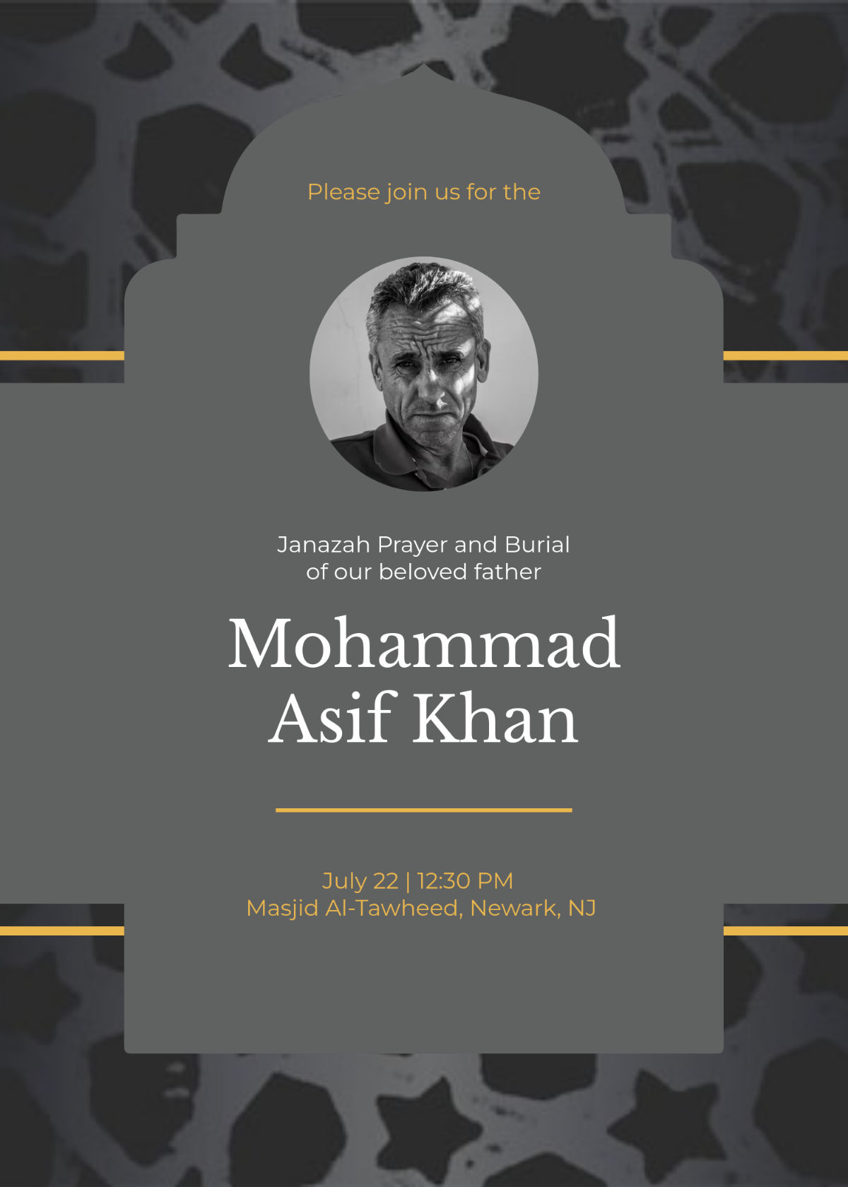 Free Islamic Funeral Invitation Template