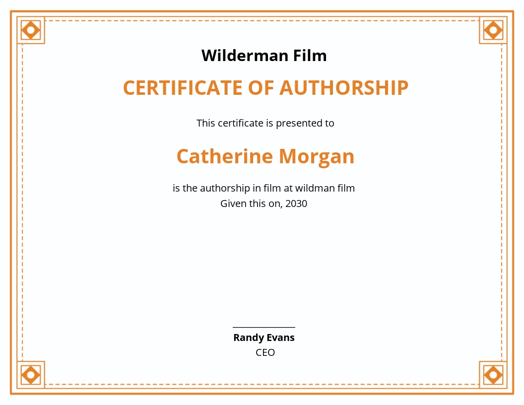 Certificate Of Authorship Film Template.jpe