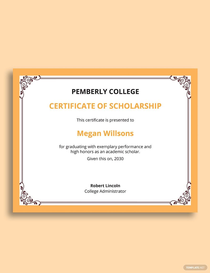 Scholarship Information For Certificate Template