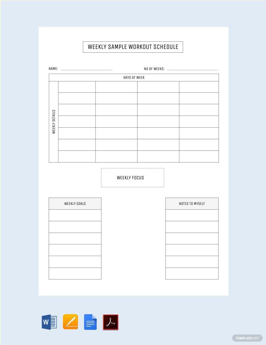 Free Weekly Sample Workout Schedule Template