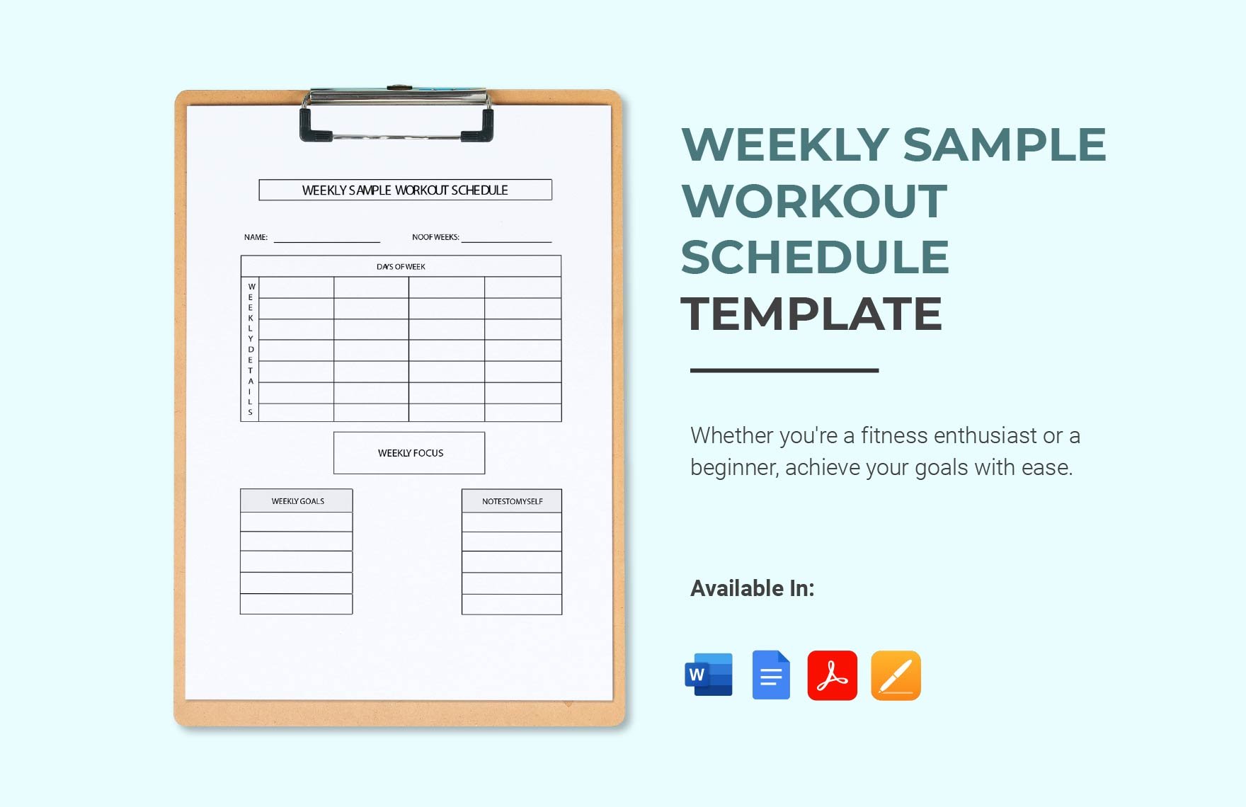 Weekly Sample Workout Schedule Template