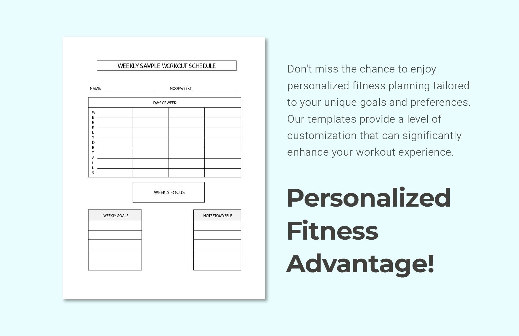 Weekly Sample Workout Schedule Template