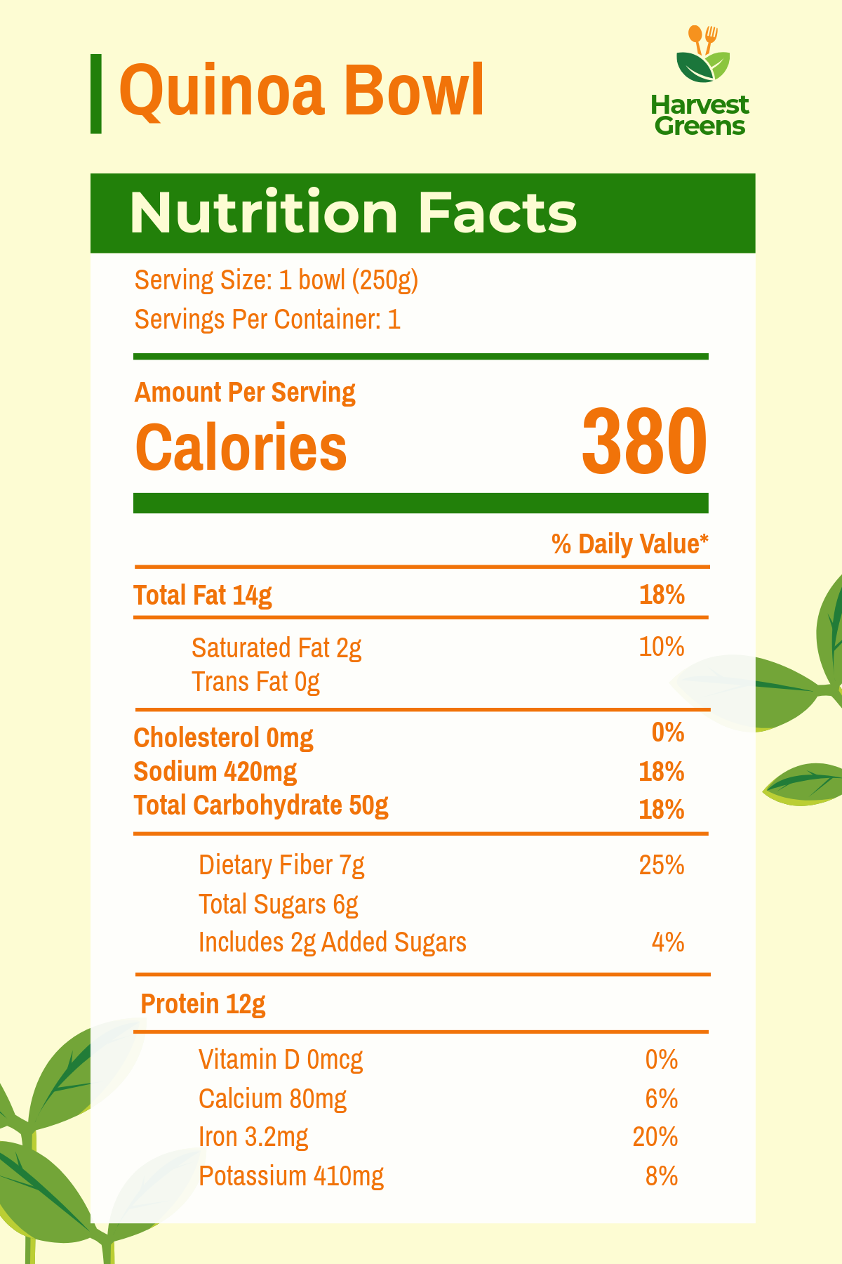 Free Food Nutritional Label Template to Edit Online