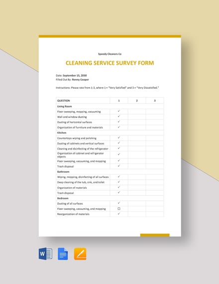 8+ FREE Cleaning Services Survey Templates [Edit & Download] | Template.net