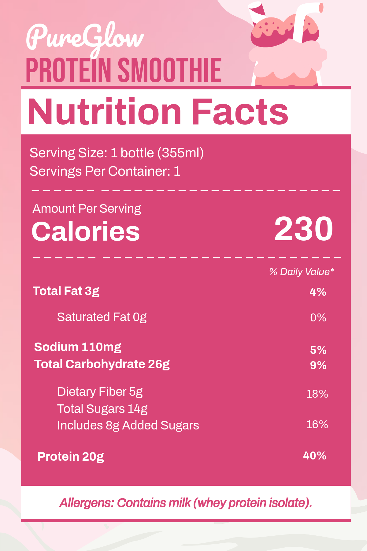 Free Nutritional and Calories Label Template