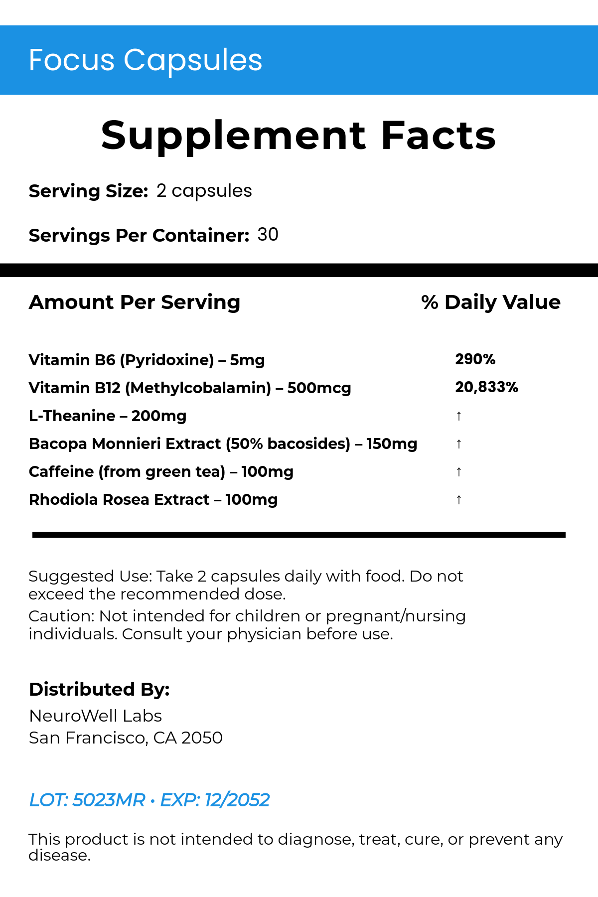 Free Supplements Nutritional Label Template