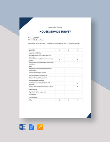 FREE Cleaning Services Survey Templates - Word (DOC) | Google Docs ...