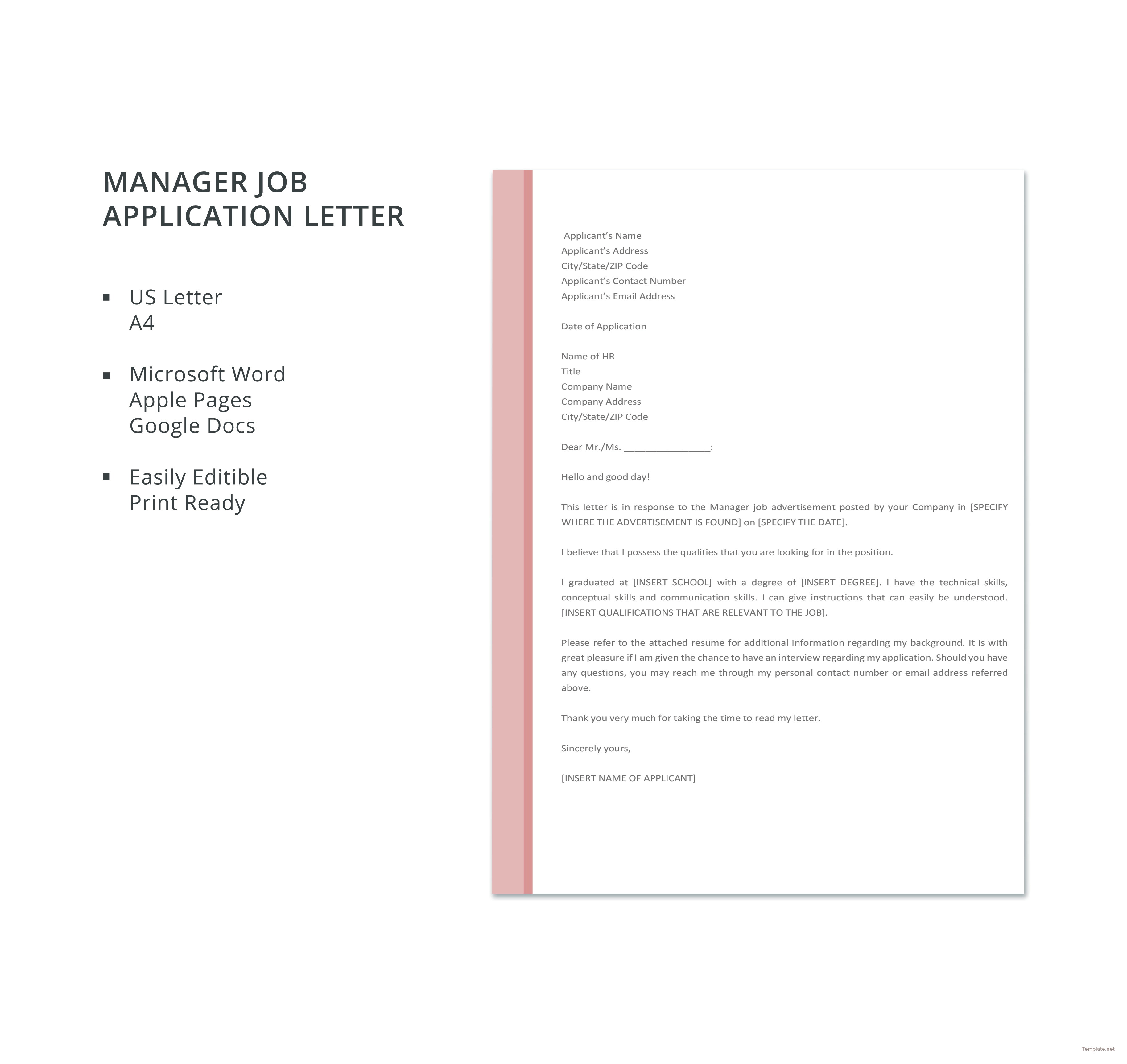 Application letter for management job