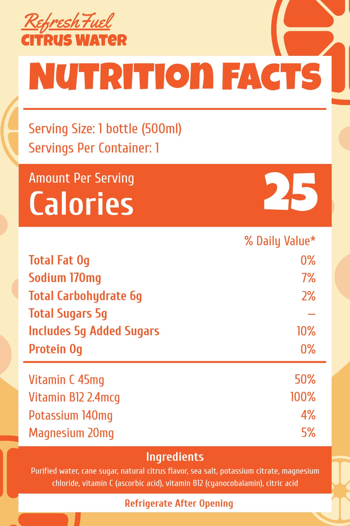 Free Beverage Nutritional Label Template
