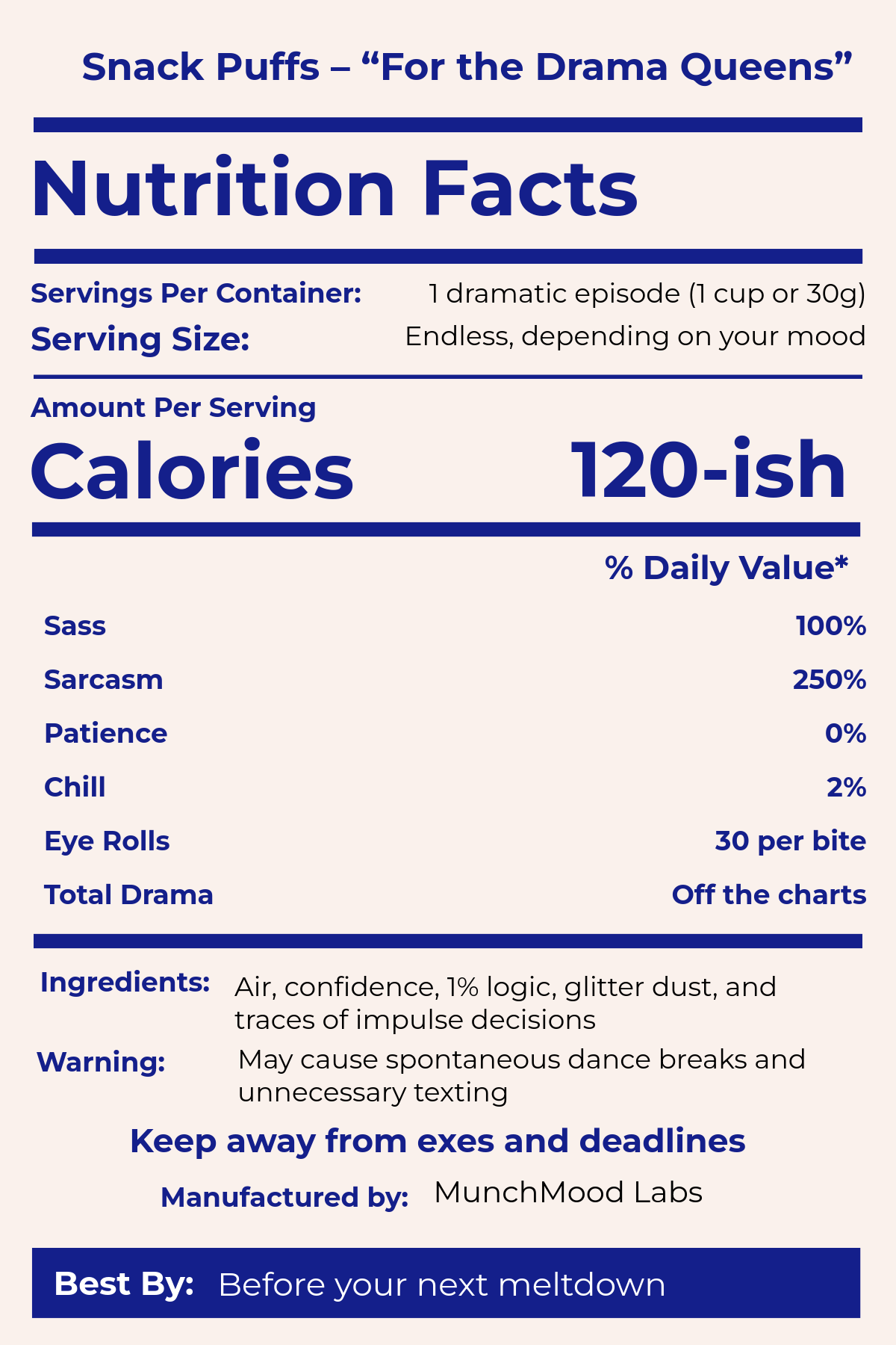 Free Funny Nutritional Label Template