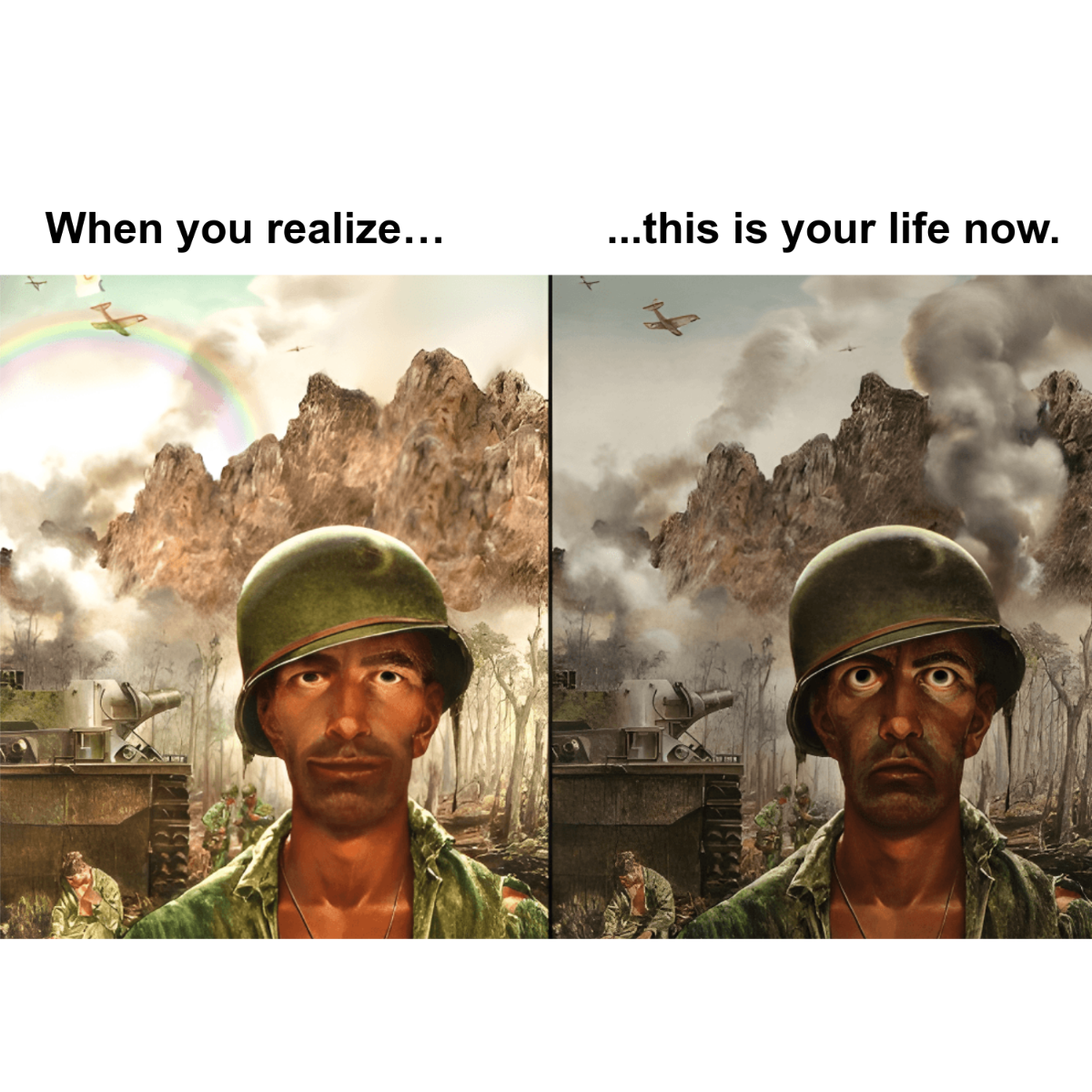 Free 1000 Yard Stare Meme Template to Edit Online