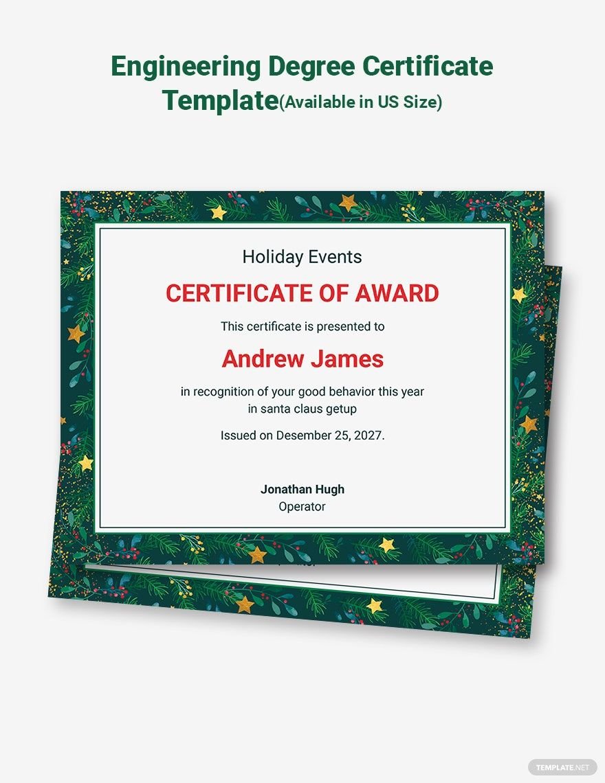 Holiday Award Certificate Template