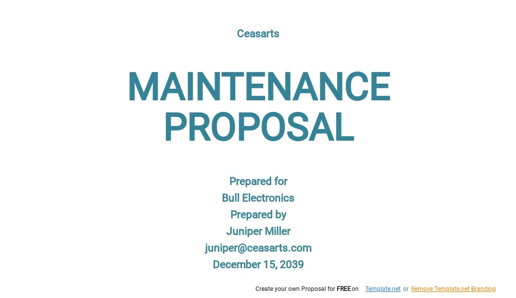 business proposal for maintenance services