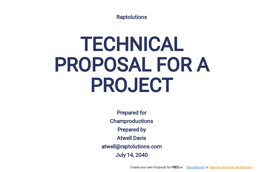 Free Sample of Technical Proposal for a Project Template