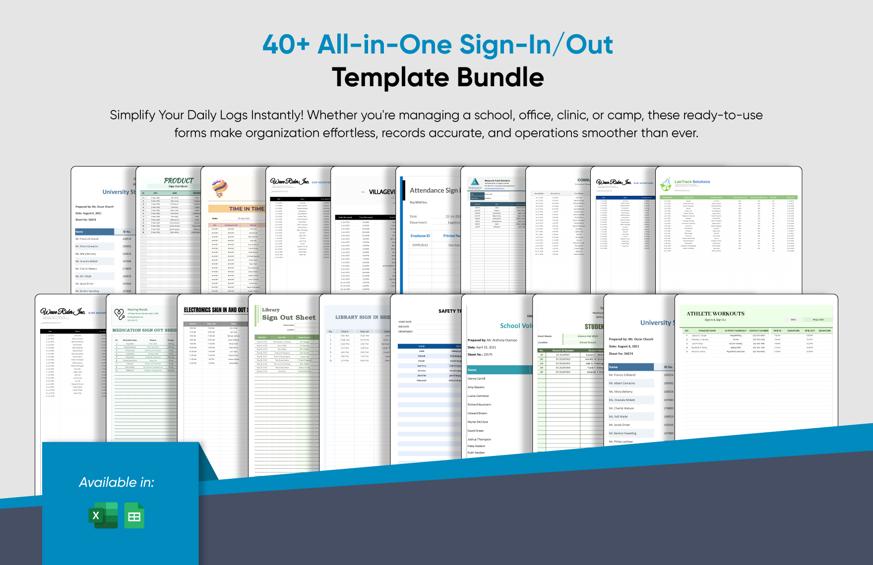 40+ All in One Sign-In/Out Template Bundle
