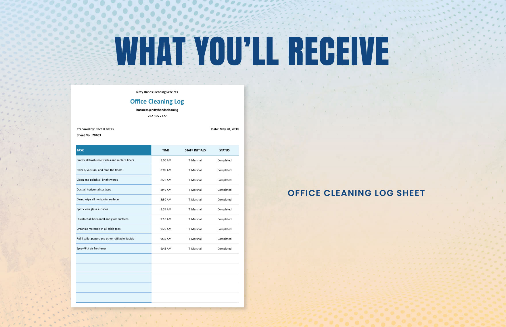 Office Cleaning Log Sheet Template