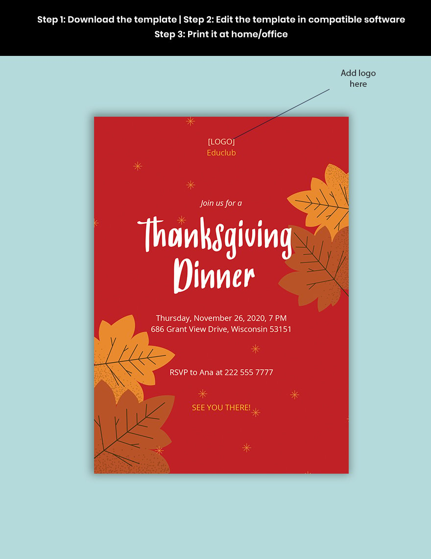thanksgiving dinner invitation template printable