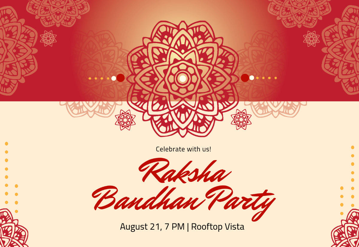 Free Aesthetic Raksha Bandhan Party Card Template to Edit Online