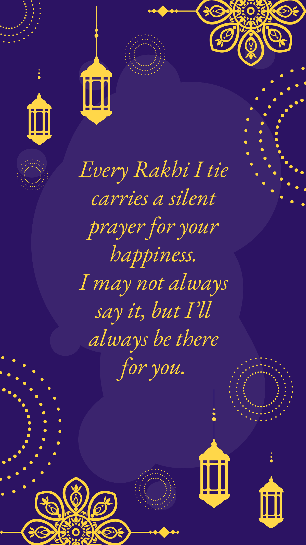 Free Yellow Raksha Bandhan Quote Card Template