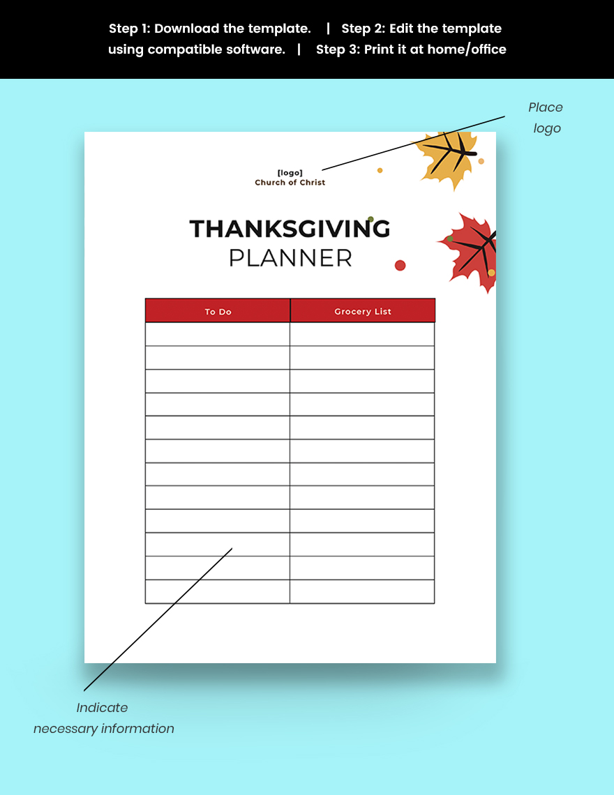 Thanksgiving Planner Template
