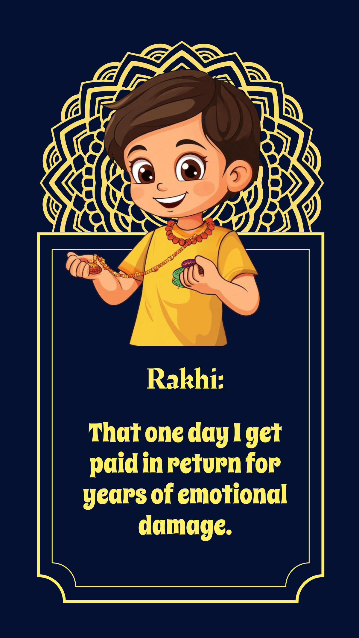 Free Gold Raksha Bandhan Meme Quote Template