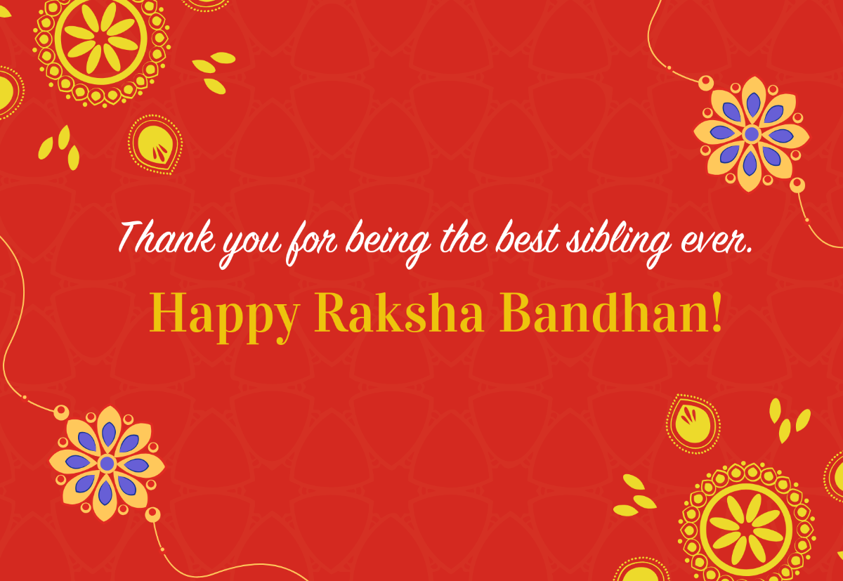 Free Raksha Bandhan Thank You Card Template