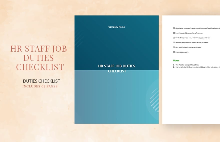 HR Staff Job Duties Checklist Template