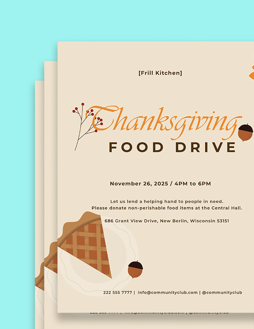 Thanksgiving Food Drive Flyer Template Printable