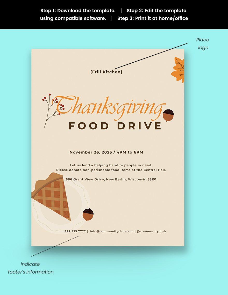 Thanksgiving Food Drive Flyer Template Snippet