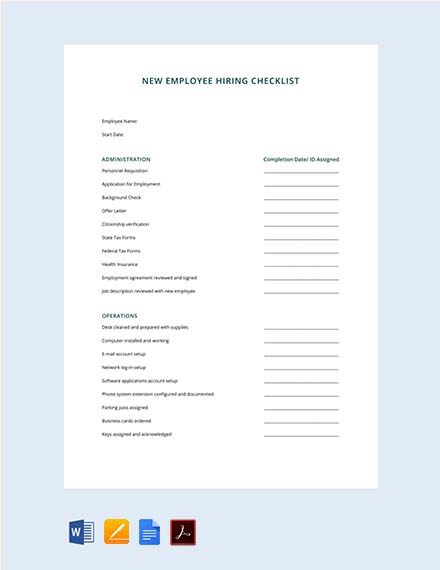 HR Checklist for Office Administration Template - Google Docs, Word ...