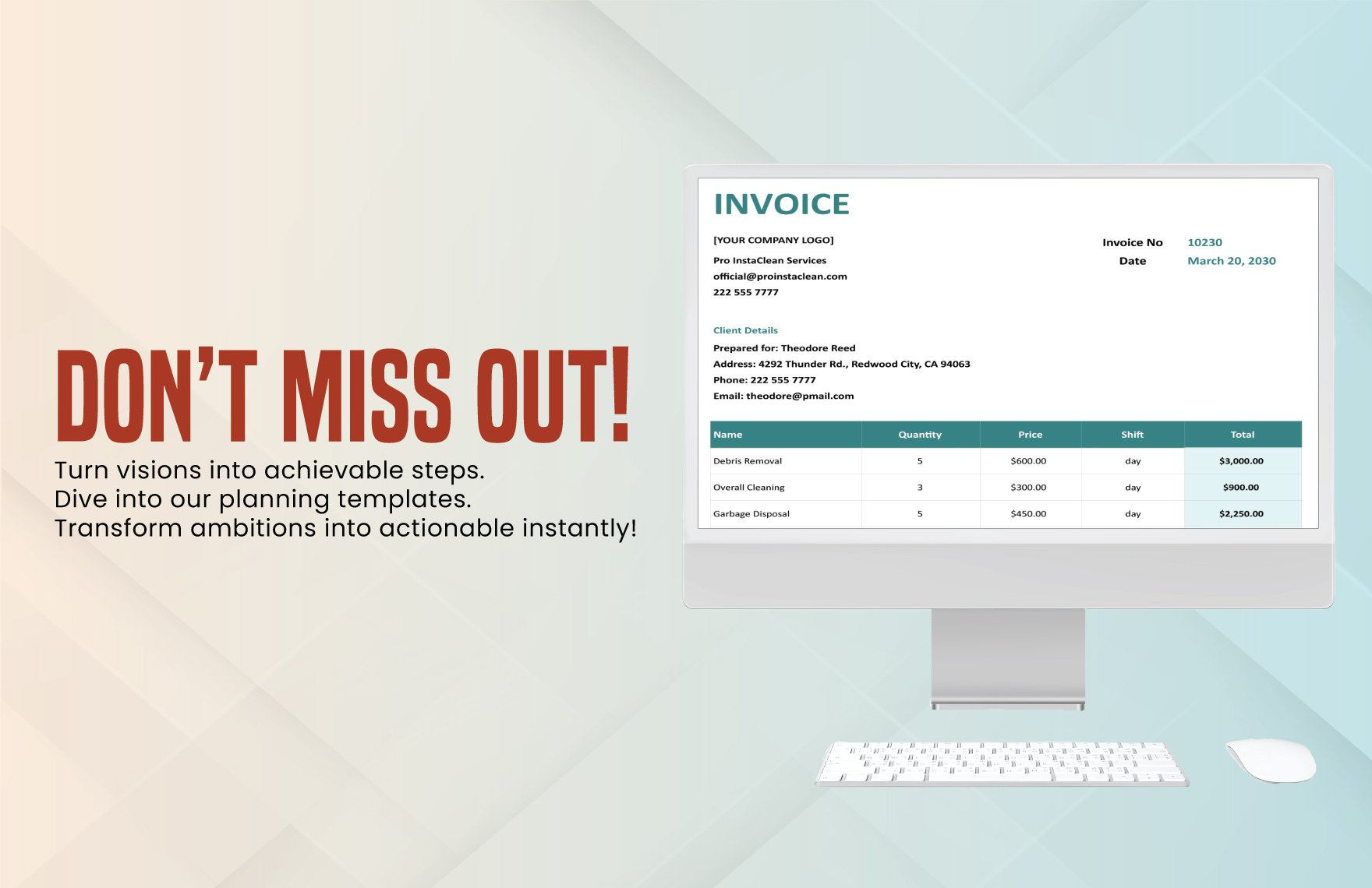 Construction Cleaning Invoice Template