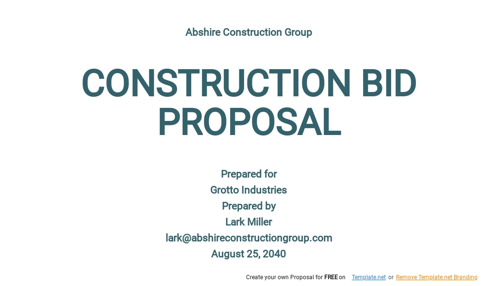 Construction Bid Template Google Docs