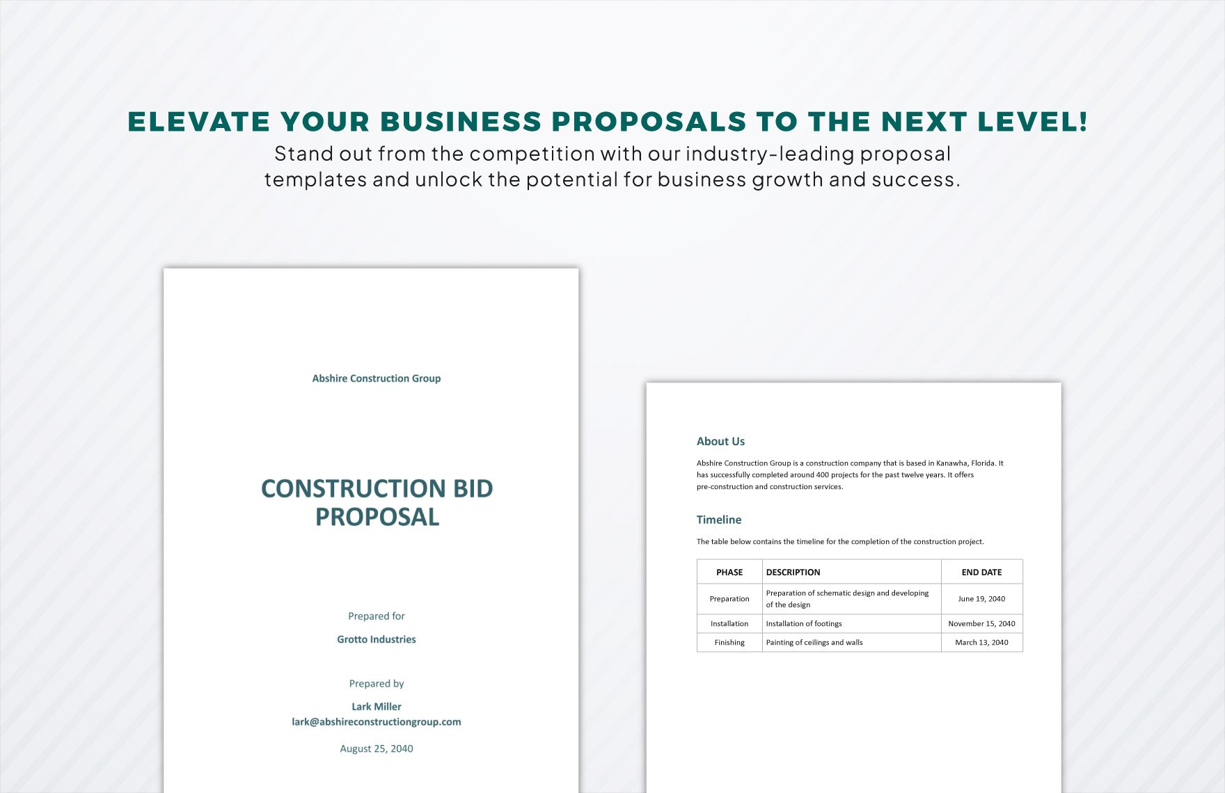 Sample Construction Bid Proposal Template