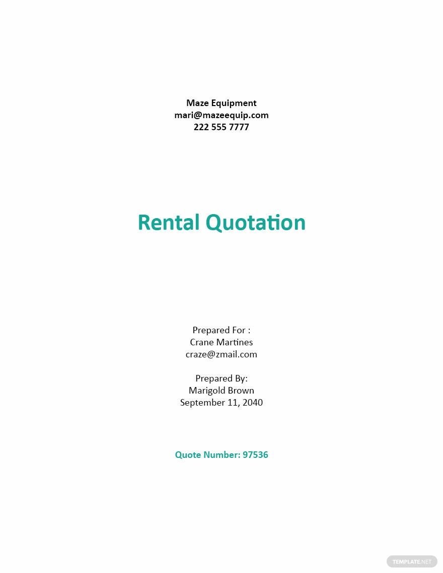 Rental Quotation Sample Template