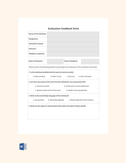 Performance Evaluation Template Google Docs Word Apple Pages PDF