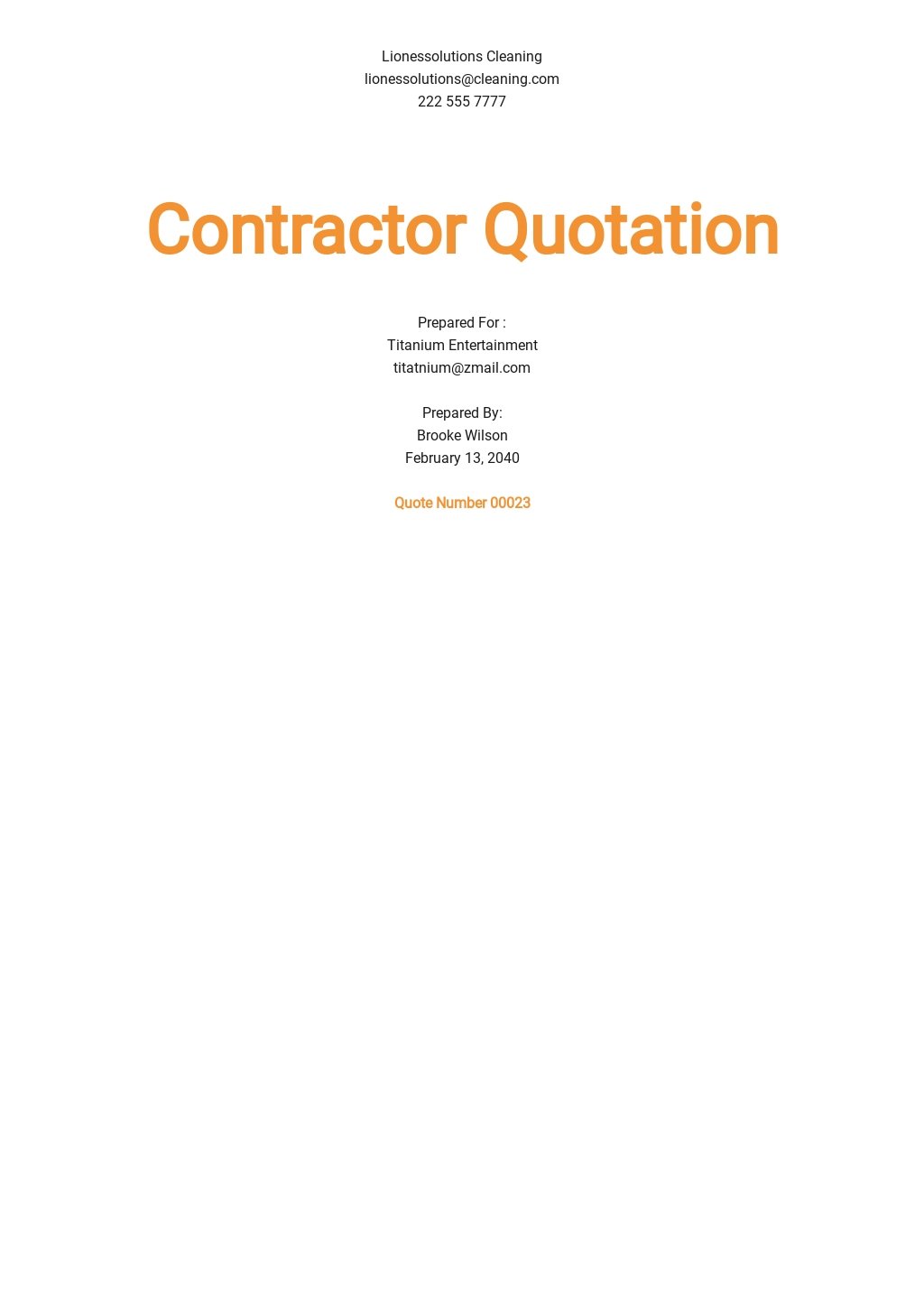 Contractor Quote Template