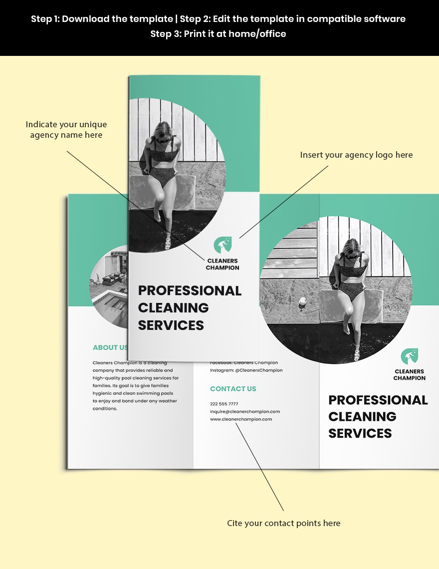 Swimming Pool Cleaning Service Brochure Template