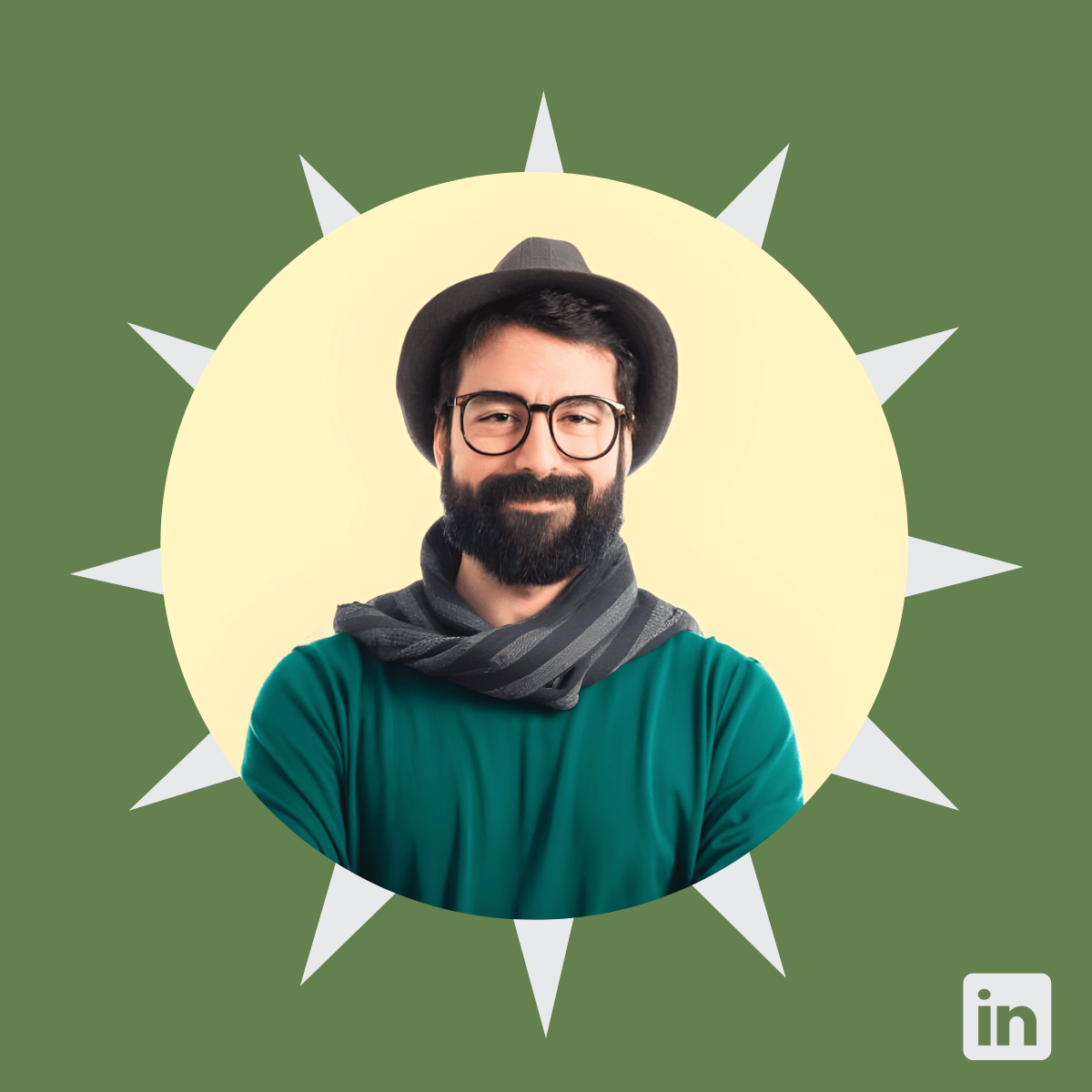 Green Linkedin Profile Photo Frame Template