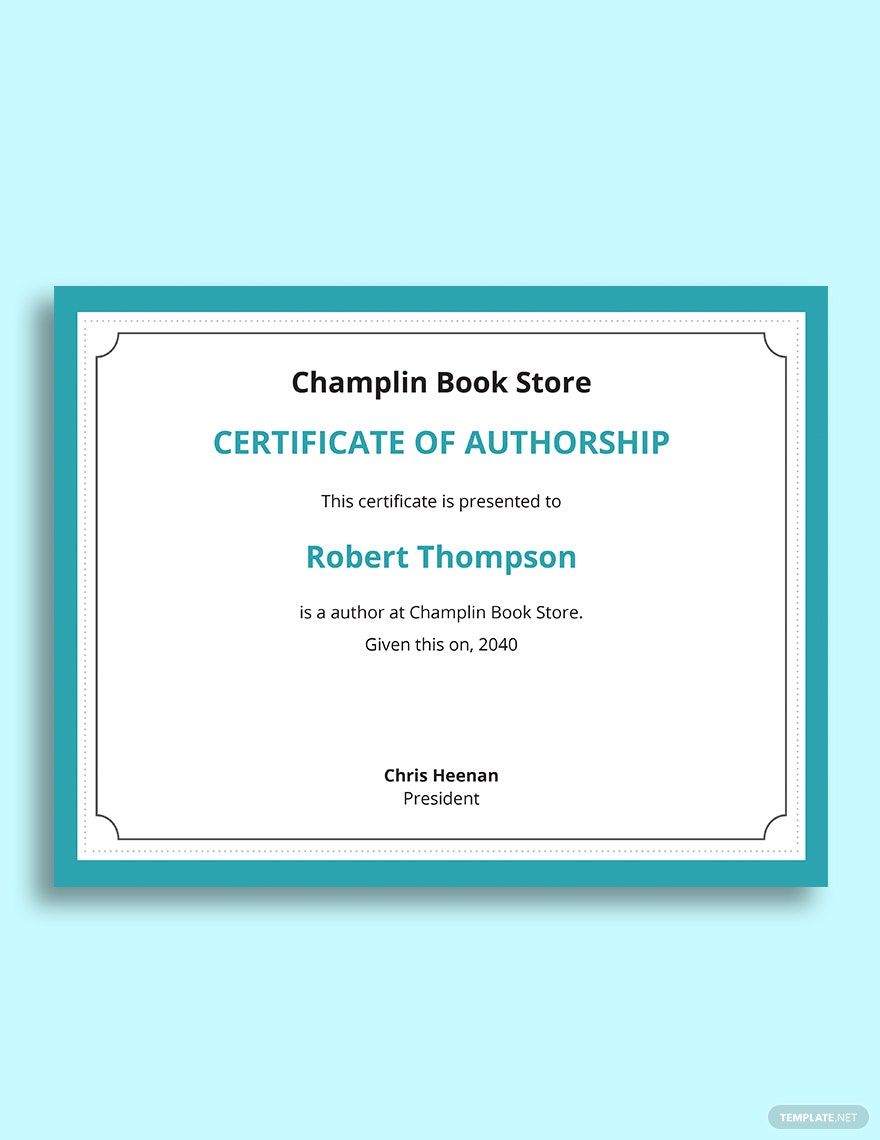 Free Certificate Of Authorship Book